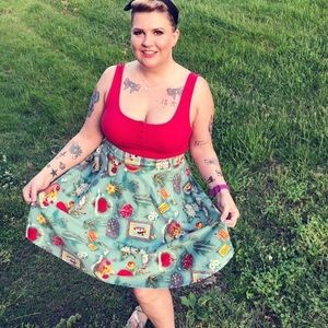 Women’s High Waisted A-line Frida Kahlo Skirt